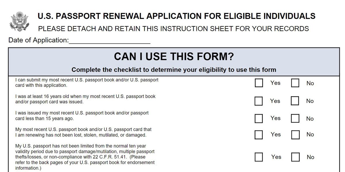 DS-82 Passport Renewal Application Form
